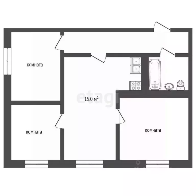 3-к кв. Кемеровская область, Кемерово ул. Радищева, 16 (41.6 м) - Фото 2