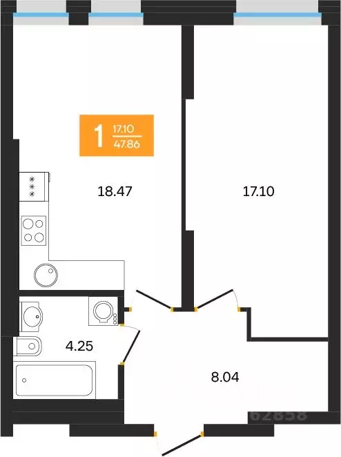 1-к кв. Башкортостан, Уфа ул. Султанова, 28 (47.86 м) - Фото 1