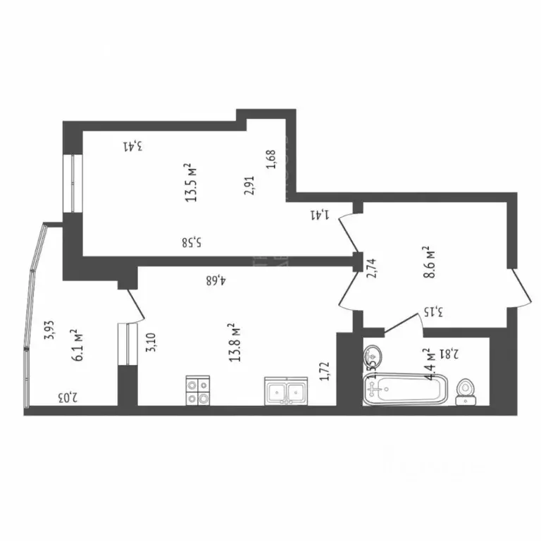 1-к кв. Тюменская область, Тюмень ул. Суходольская, 18 (49.8 м) - Фото 1