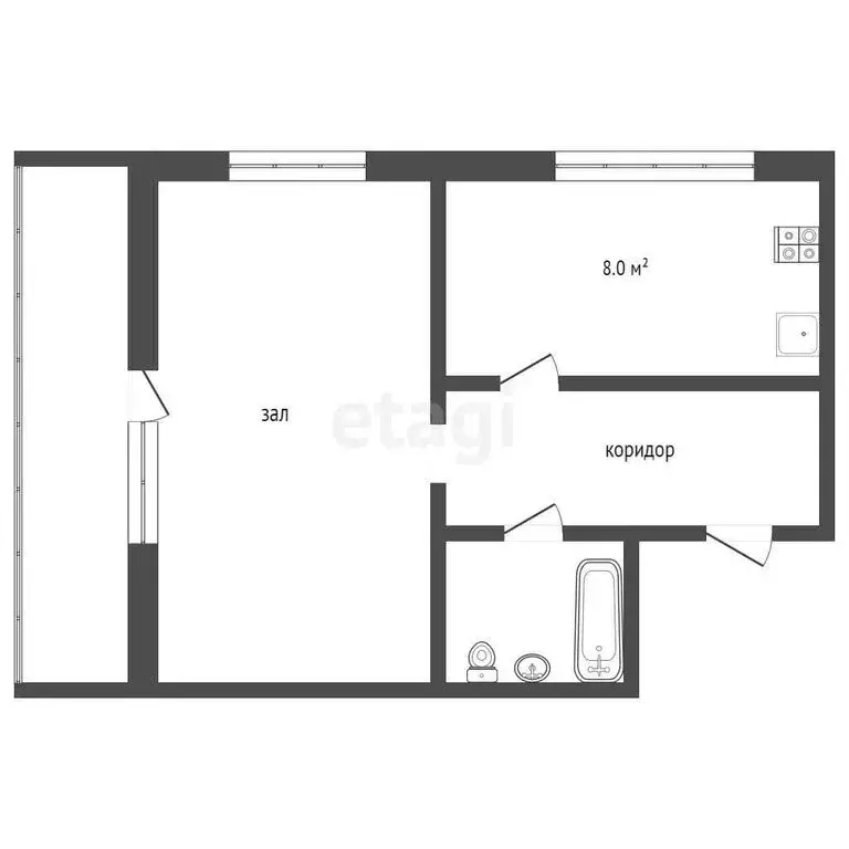 1-комнатная квартира: Ялуторовск, улица Революции, 135 (38.1 м) - Фото 1