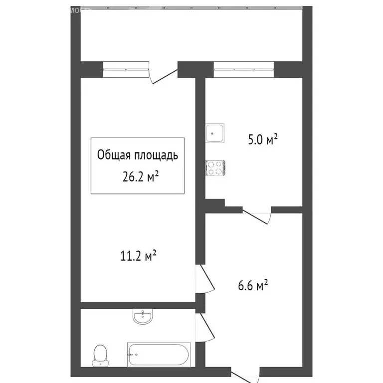 1-комнатная квартира: Томск, улица Елизаровых, 17/1 (26.6 м) - Фото 0