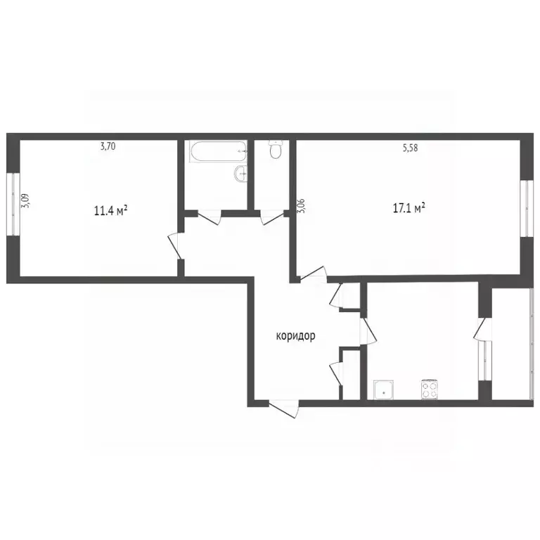 2-к кв. Ханты-Мансийский АО, Сургут ул. Энергетиков, 29 (53.7 м) - Фото 1