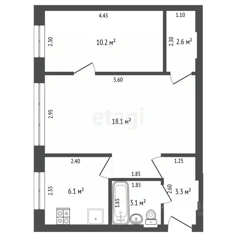 2-к кв. Татарстан, Азнакаево ул. Ленина, 34 (43.4 м) - Фото 2