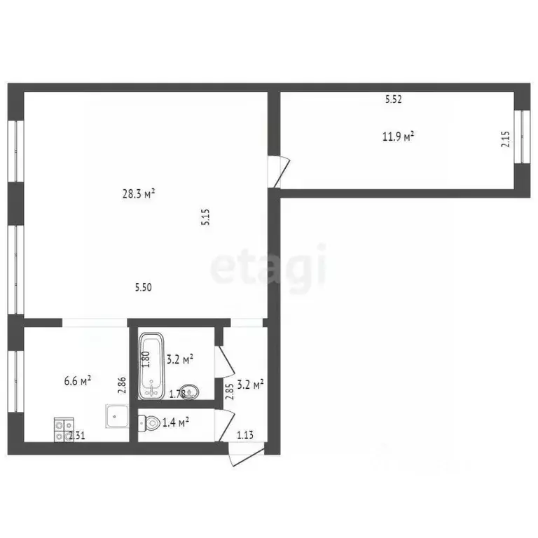 2-к кв. Калининградская область, Калининград ул. Чайковского, 6 (54.6 ... - Фото 2