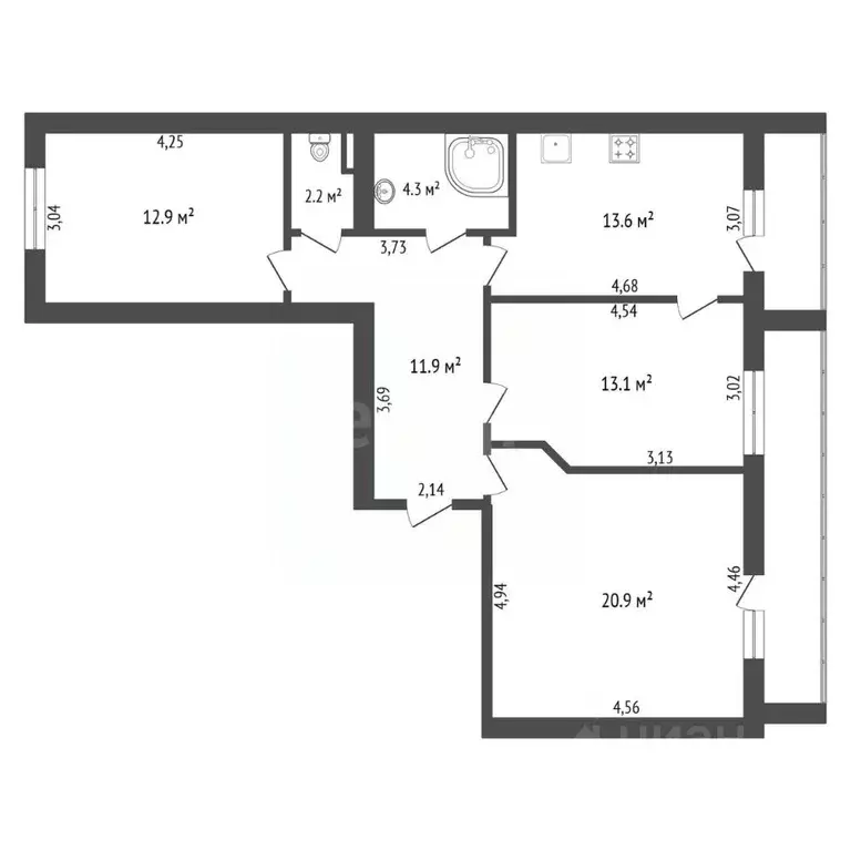 3-к кв. Амурская область, Благовещенск Игнатьевское ш., 14/5 (79.0 м) - Фото 1