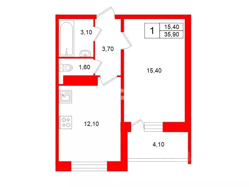 1-к кв. Санкт-Петербург Лесной просп., 67к1 (35.9 м) - Фото 1