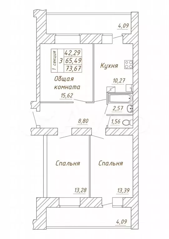 3-к. квартира, 72,5 м, 13/13 эт. - Фото 0