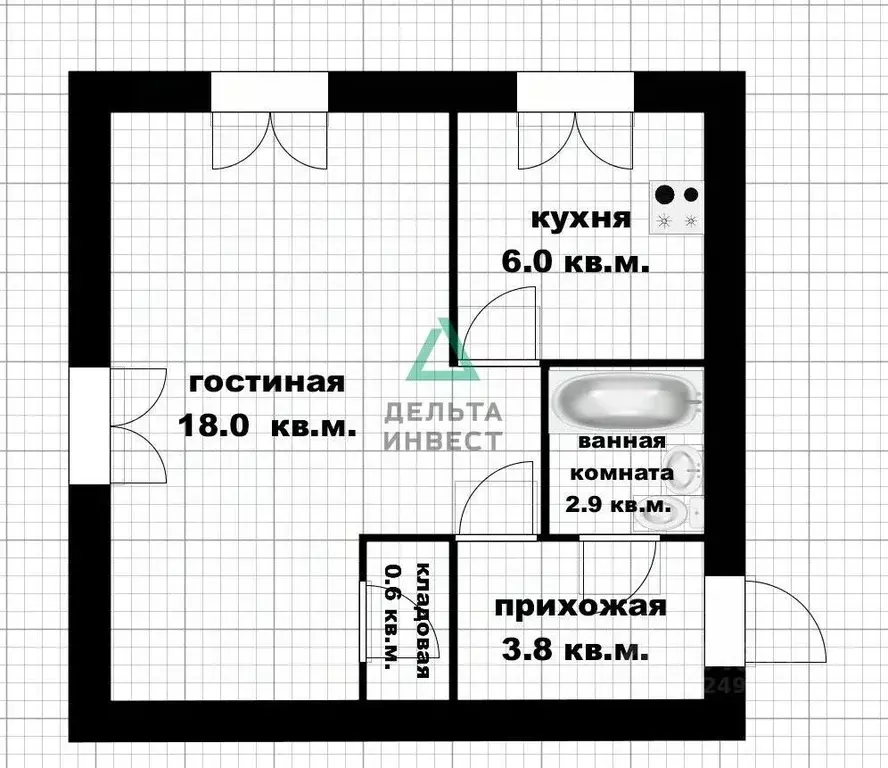 1-к кв. Башкортостан, Уфа Борисоглебская ул., 28/1 (30.3 м) - Фото 2