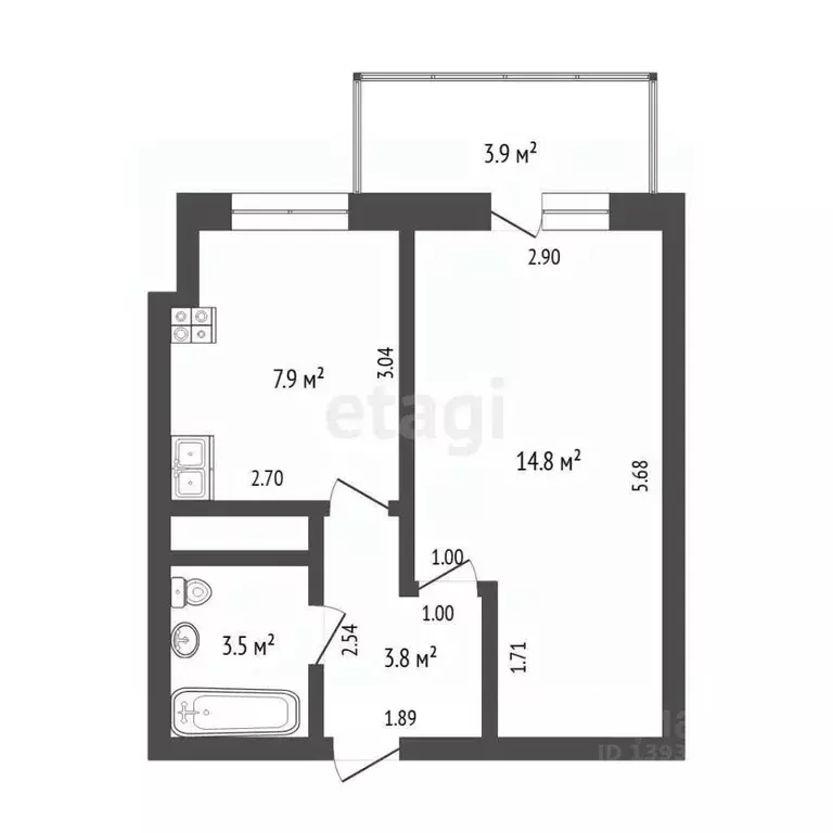 1-к кв. Тюменская область, Тюмень ул. Пермякова, 81 (30.0 м) - Фото 2