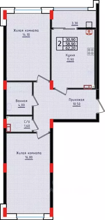 2-к кв. Ставропольский край, Ставрополь ул. Якова Андрюшина, 6 (62.2 ... - Фото 0