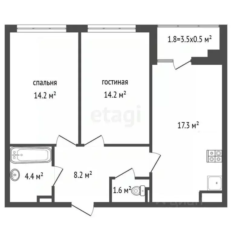 2-к кв. Ростовская область, Ростов-на-Дону ул. Бориса Слюсаря, 23с1 ... - Фото 1