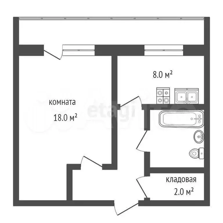 1-к. квартира, 40,4 м, 6/9 эт. - Фото 0