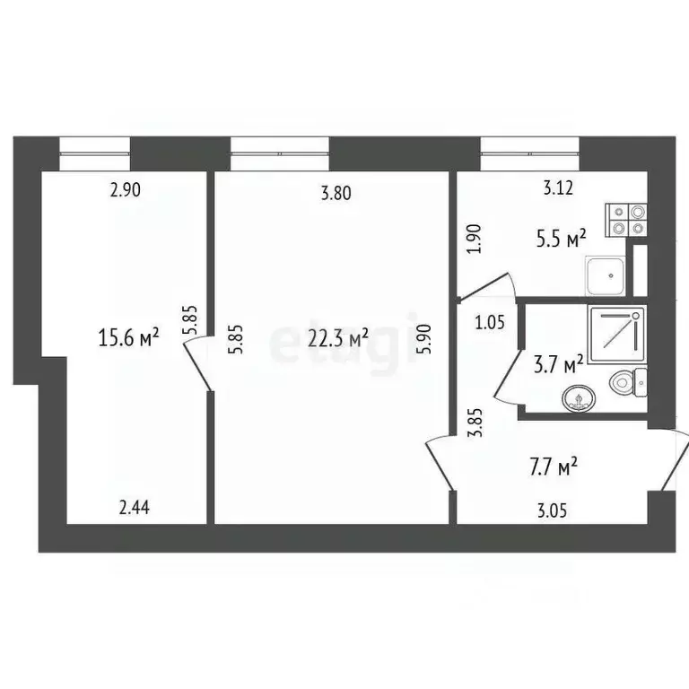 2-к кв. Крым, Феодосия бул. Адмиральский, 22 (54.8 м) - Фото 2