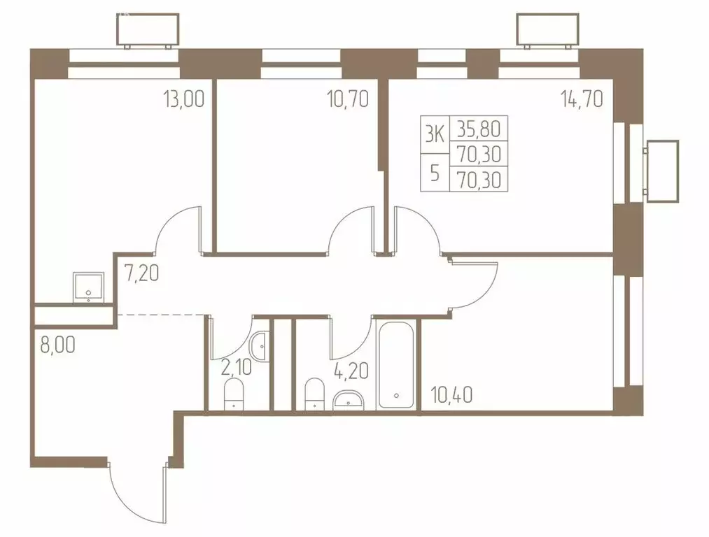 3-комнатная квартира: Пушкино, жилой комплекс Фабрикант (70.3 м) - Фото 0