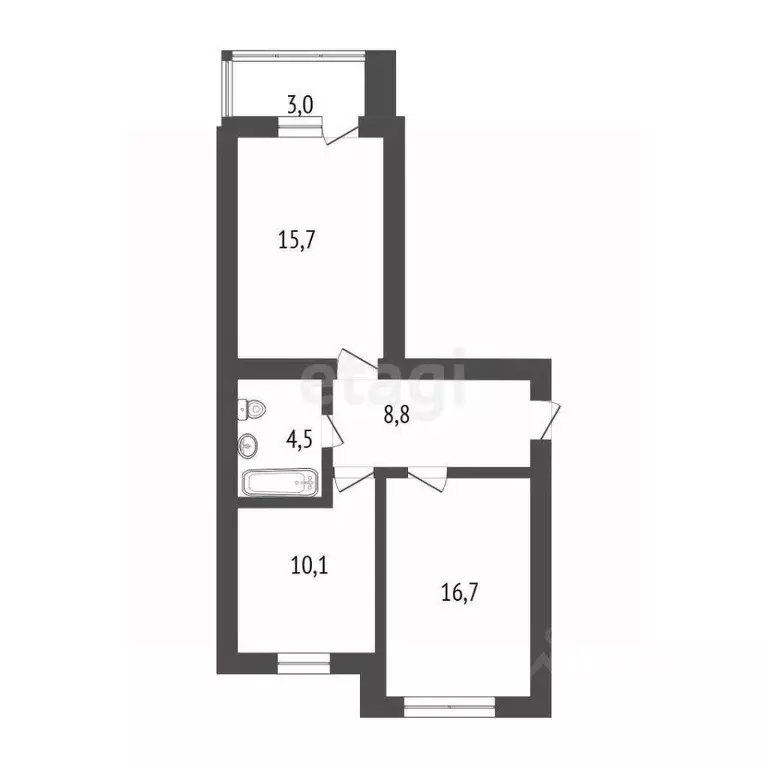 2-к кв. Кемеровская область, Кемерово бул. Строителей, 63 (55.8 м) - Фото 2