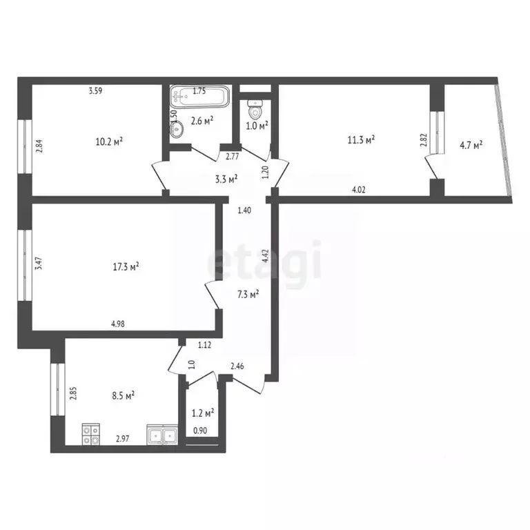 3-к кв. Смоленская область, Смоленск ул. Рыленкова, 43 (62.8 м) - Фото 2