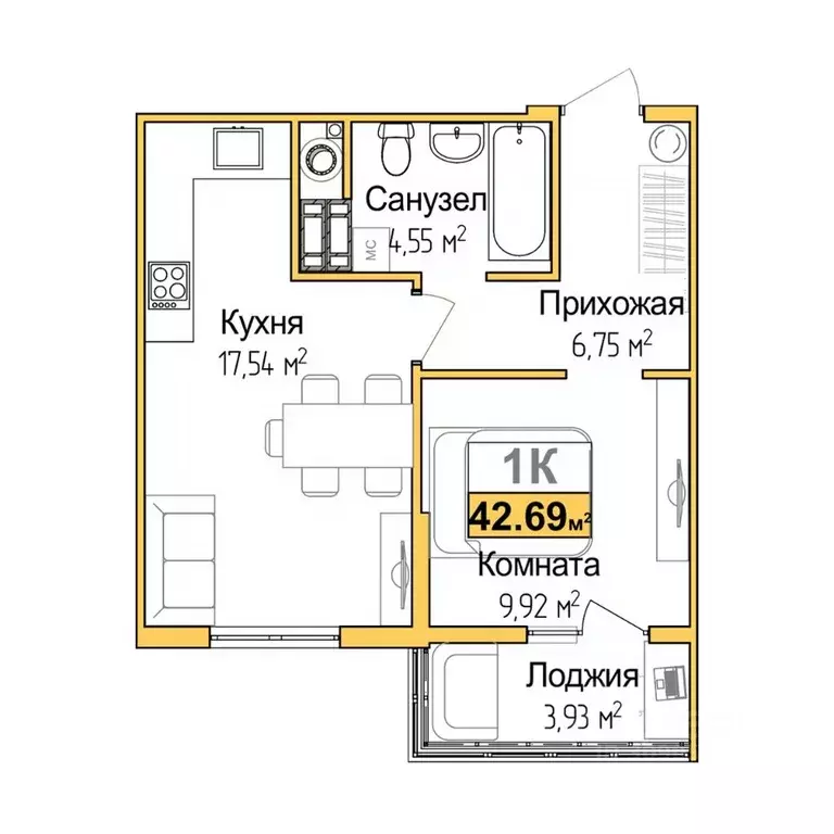 1-к кв. Крым, Симферополь Город Мира жилой комплекс (40.73 м) - Фото 0