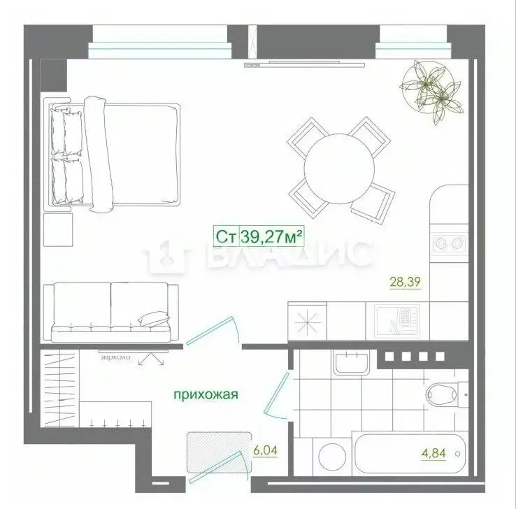 1-к кв. Новосибирская область, Новосибирск ул. Лескова, 33 (40.1 м) - Фото 1