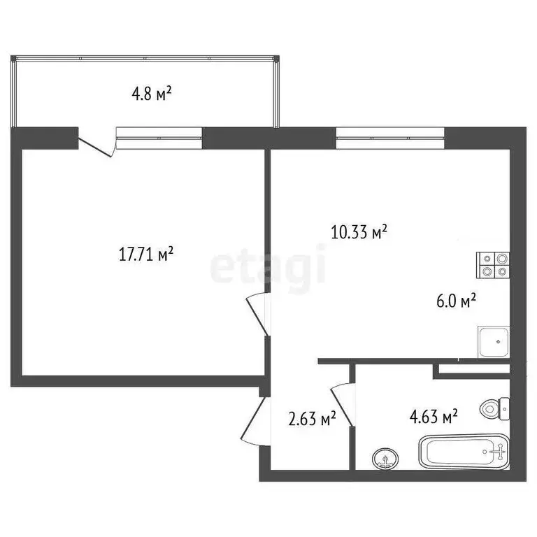 2-комнатная квартира: Западный, улица Дружбы, 1 (41.9 м) - Фото 0