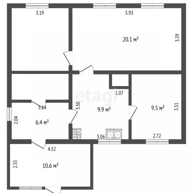 Дом в Ханты-Мансийский АО, Нягань Комсомольская ул., 16 (62 м) - Фото 1