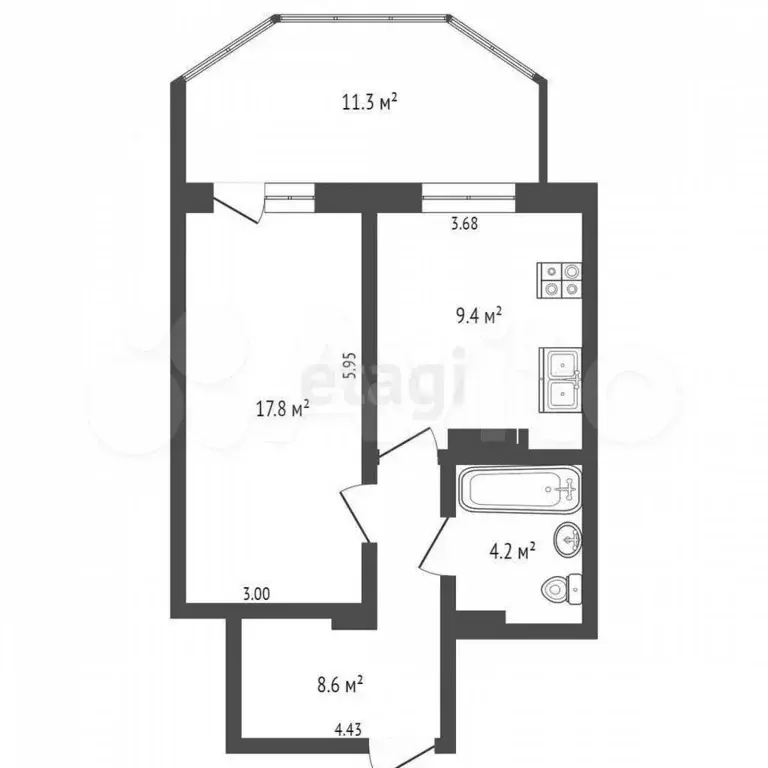 1-к. квартира, 51 м, 6/16 эт. - Фото 0