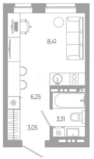 Квартира-студия, 21 м, 3/18 эт. - Фото 0