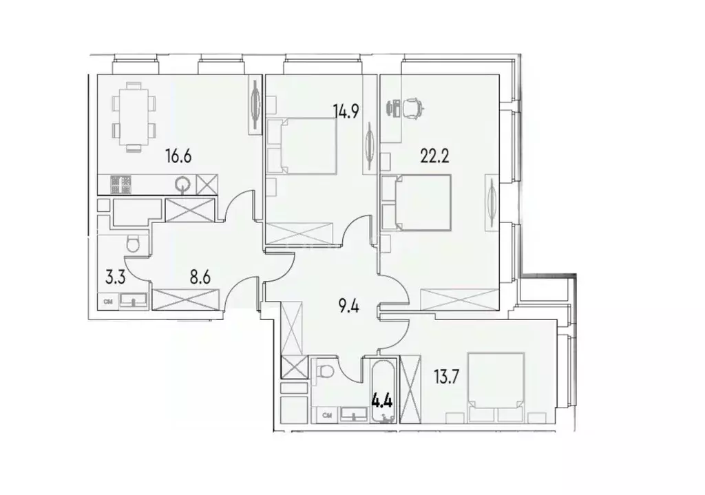 3-к кв. Москва ул. Ивана Франко, 6 (93.4 м) - Фото 1