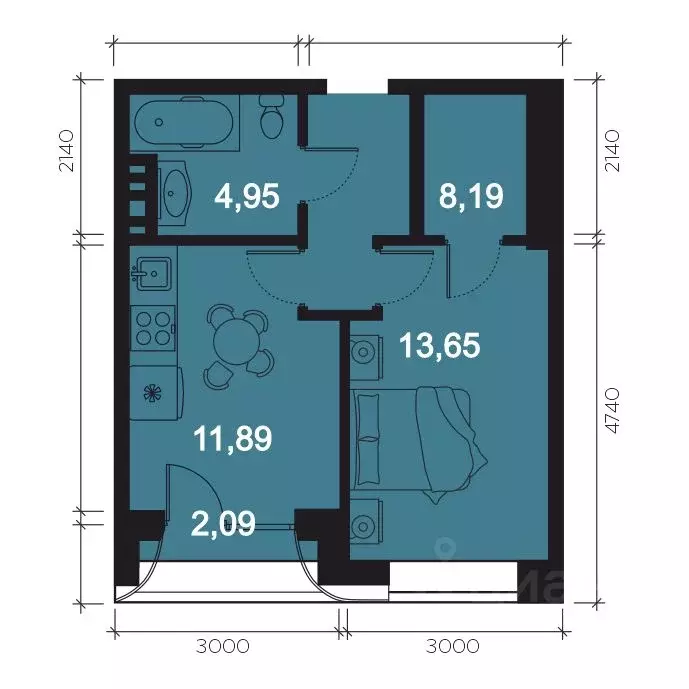 2-к кв. Иркутская область, Иркутск наб. Верхняя, 131 (40.77 м) - Фото 1