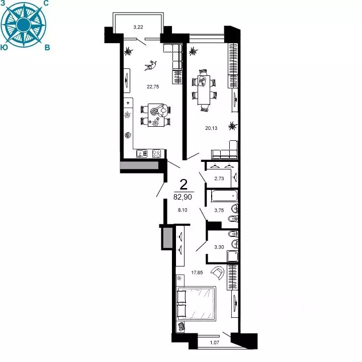 2-к кв. Рязанская область, Рязань ул. 1-я Железнодорожная, 18 (82.9 м) - Фото 0