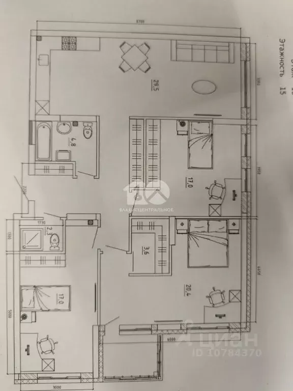 4-к кв. Кемеровская область, Кемерово Молодежный просп., 19Бк4 (117.1 ... - Фото 2