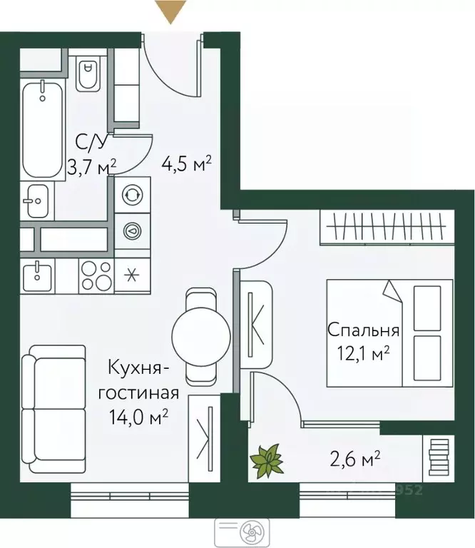 1-к кв. Волгоградская область, Волгоград Новосибирская ул., 74с1 ... - Фото 0