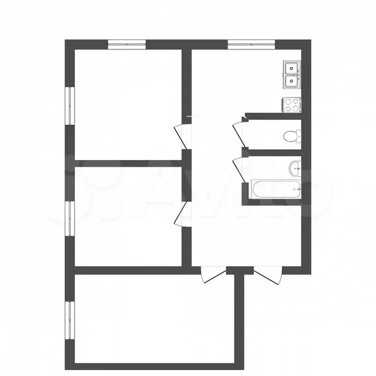 3-к. квартира, 64,9 м, 5/5 эт. - Фото 0
