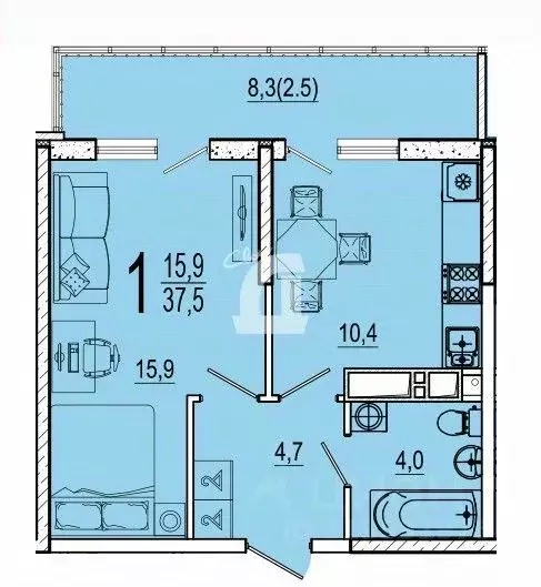 1-к кв. Краснодарский край, Краснодар ул. Конгрессная, 41к1 (37.5 м) - Фото 1