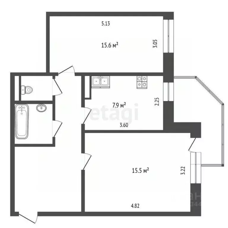 2-к кв. Тюменская область, Тюмень ул. Николая Чаплина, 126 (52.4 м) - Фото 2