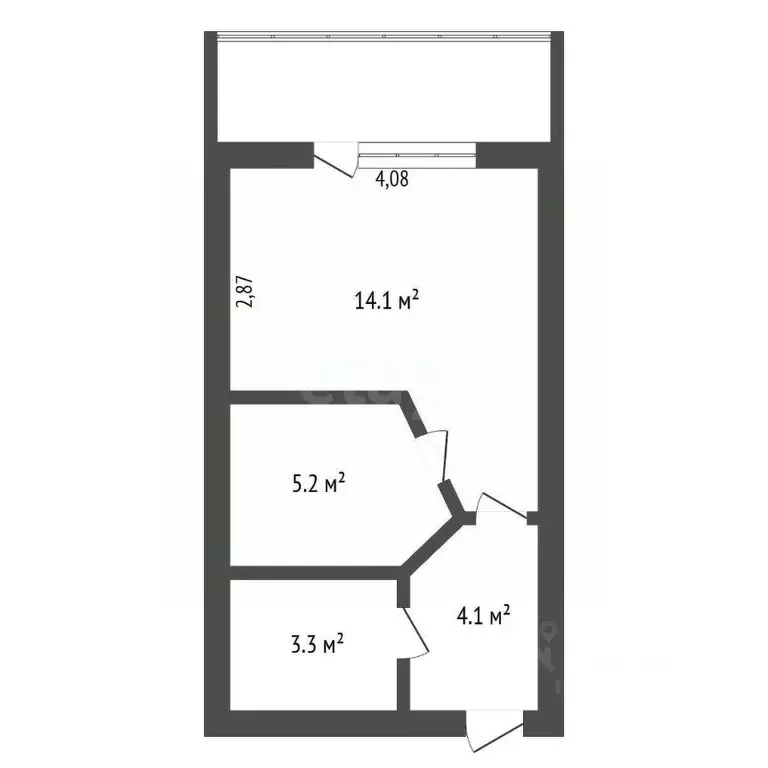 Студия Амурская область, Благовещенск ул. Василенко, 20/3 (26.7 м) - Фото 2