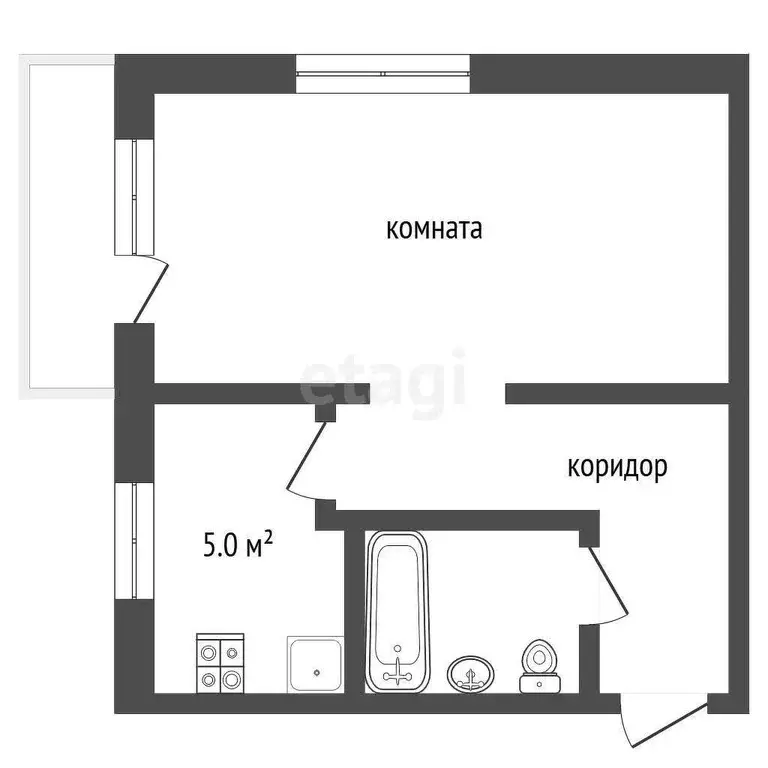 Квартира, 1 комната, 30.1 м - Фото 0