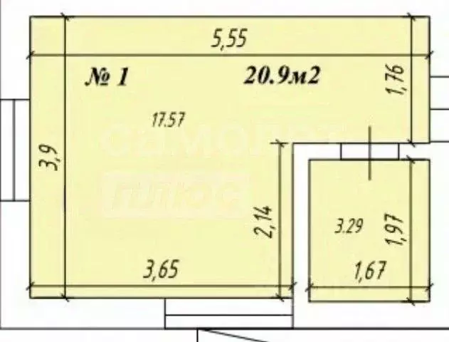 Студия Севастополь ул. Симферопольская, 22 (20.9 м) - Фото 1