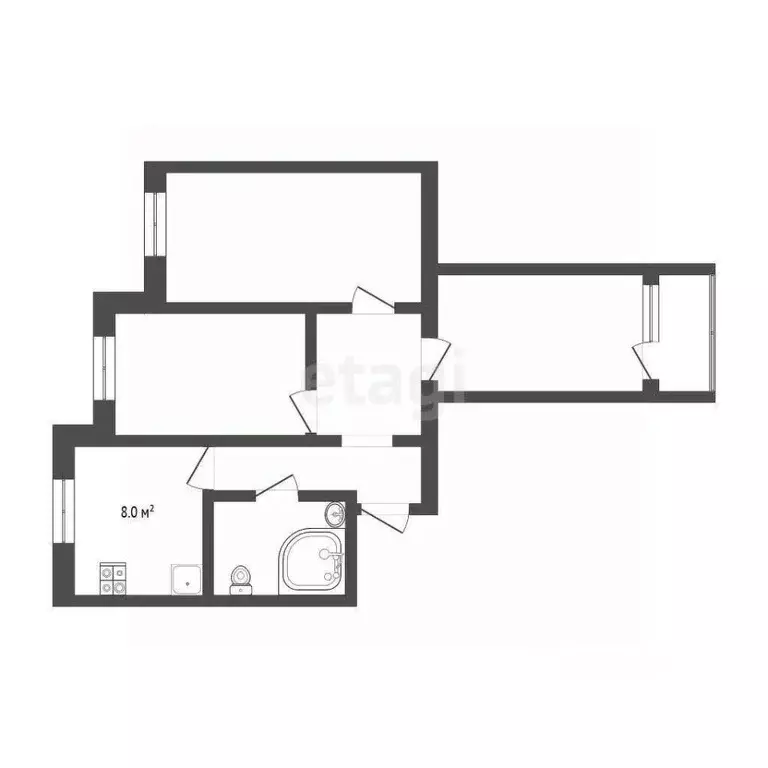 3-к кв. Ямало-Ненецкий АО, Новый Уренгой Сибирская ул., 45 (67.0 м) - Фото 2