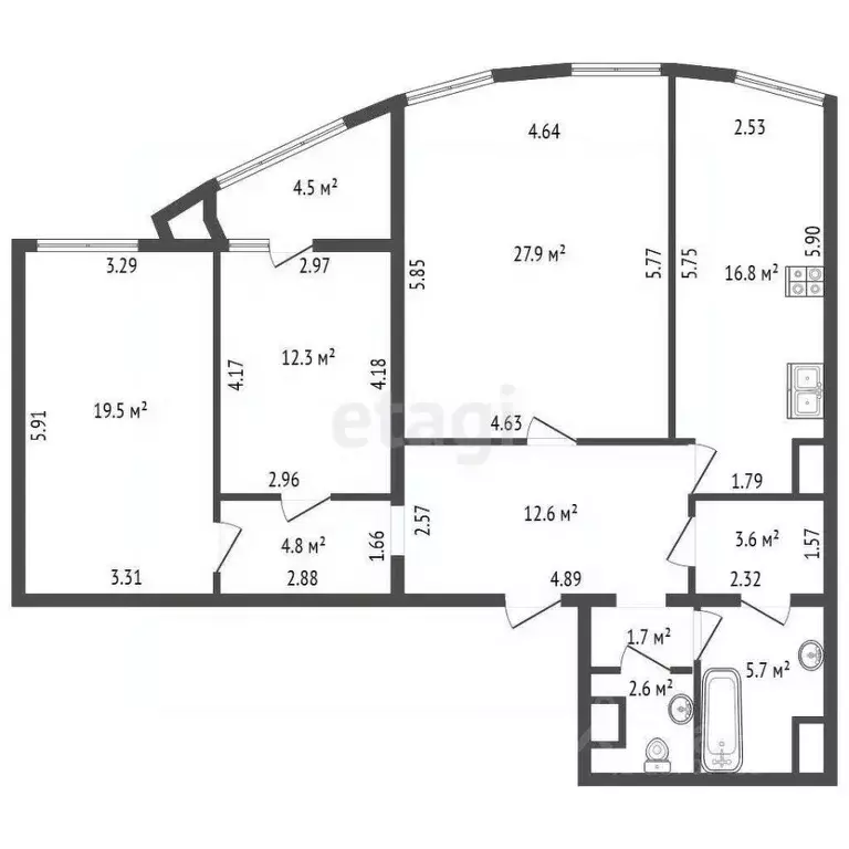 3-к кв. Санкт-Петербург Бухарестская ул., 110к1 (112.0 м) - Фото 1