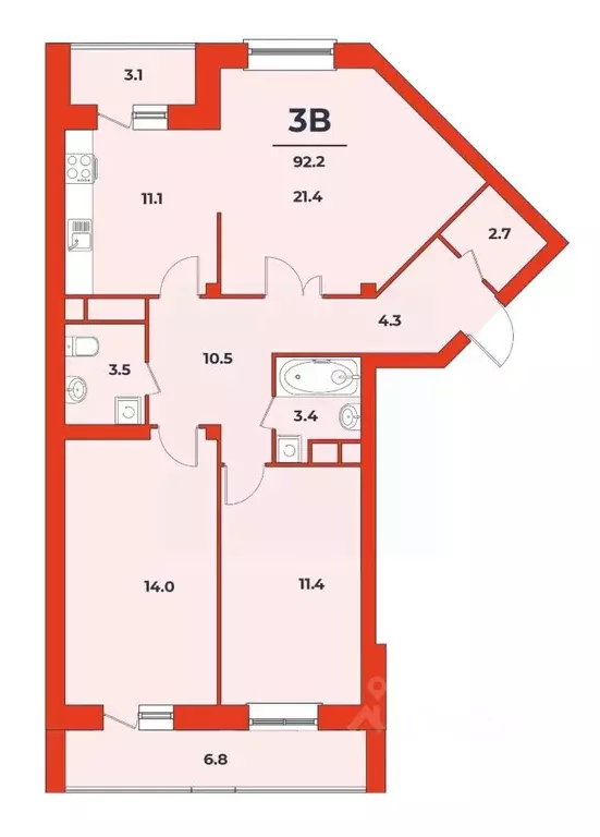 3-к кв. Московская область, Дубна Тверская ул. (92.2 м) - Фото 0