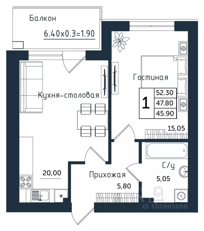 1-к кв. Калининградская область, Янтарный пгт ул. Советская (52.3 м) - Фото 0