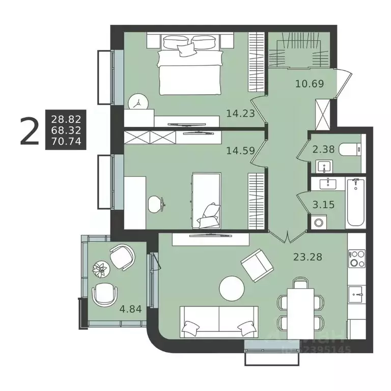 2-к кв. Московская область, Химки Клязьма-Старбеево мкр, Мишино кв-л,  ... - Фото 0