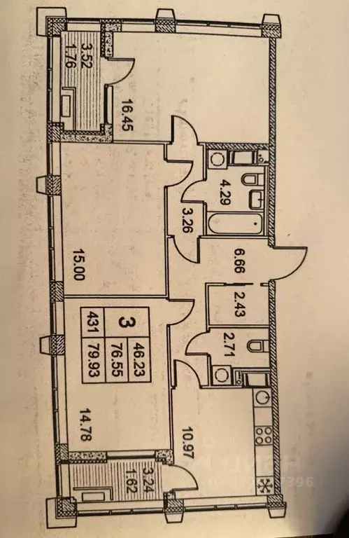 3-к кв. Санкт-Петербург ул. Челюскина, 6 (81.0 м) - Фото 1