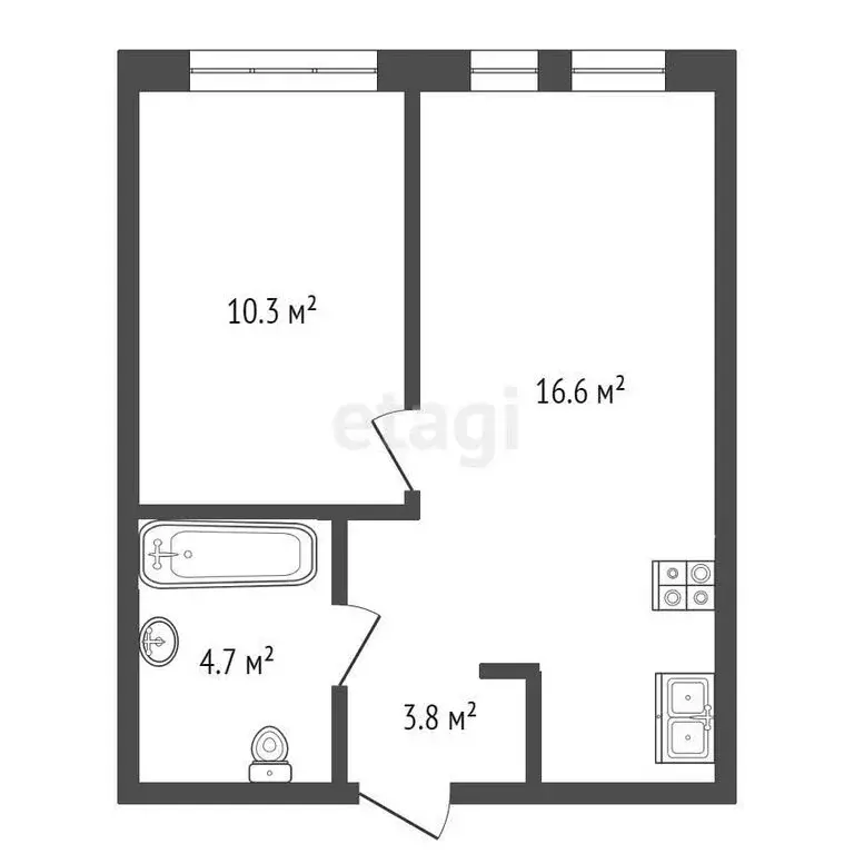 1-комнатная квартира: Тюмень, Полевая улица, 117к8 (35.4 м) - Фото 1