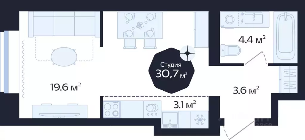 1-к кв. Тюменская область, Тюмень Новгородская ул., 22 (30.7 м) - Фото 0