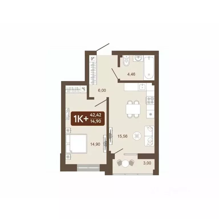 1-к кв. Кемеровская область, Кемерово 58В мкр, 1 (42.42 м) - Фото 0