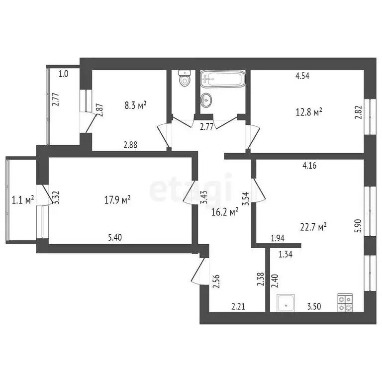 3-комнатная квартира: Минусинск, улица Профсоюзов, 48А (83.5 м) - Фото 0