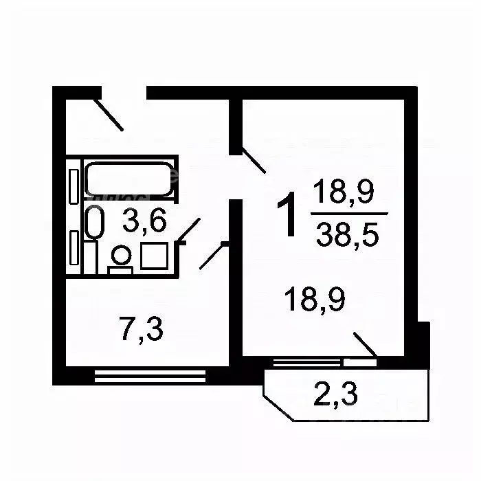 1-к кв. Москва Новомарьинская ул., 34 (38.5 м) - Фото 1