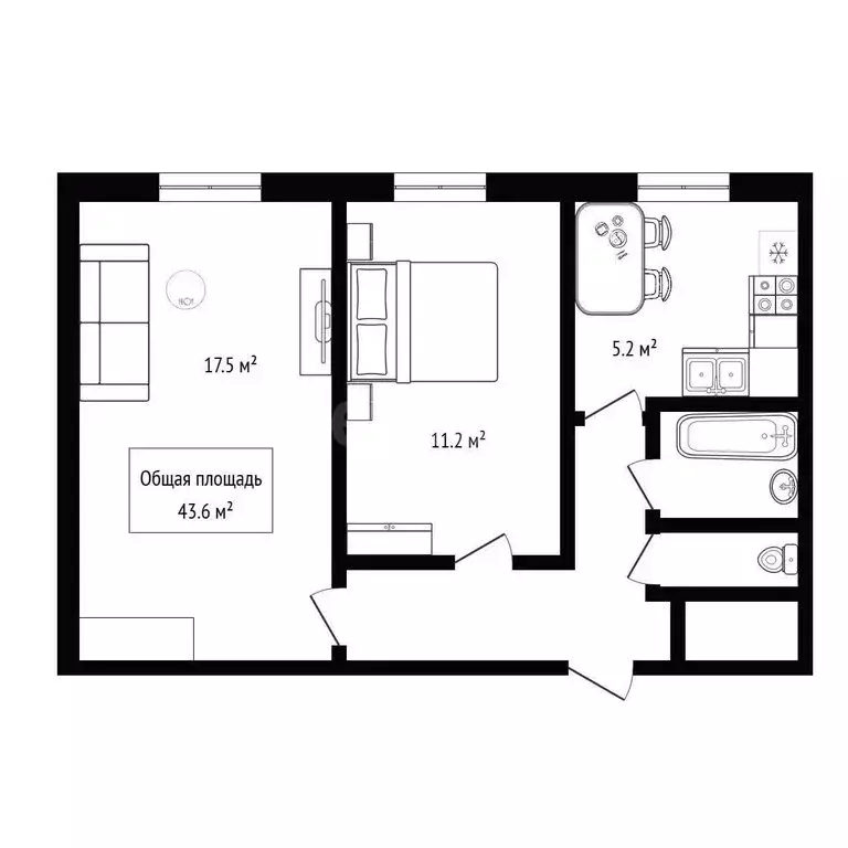 2-комнатная квартира: Бердск, Микрорайон, 29 (43.6 м) - Фото 1