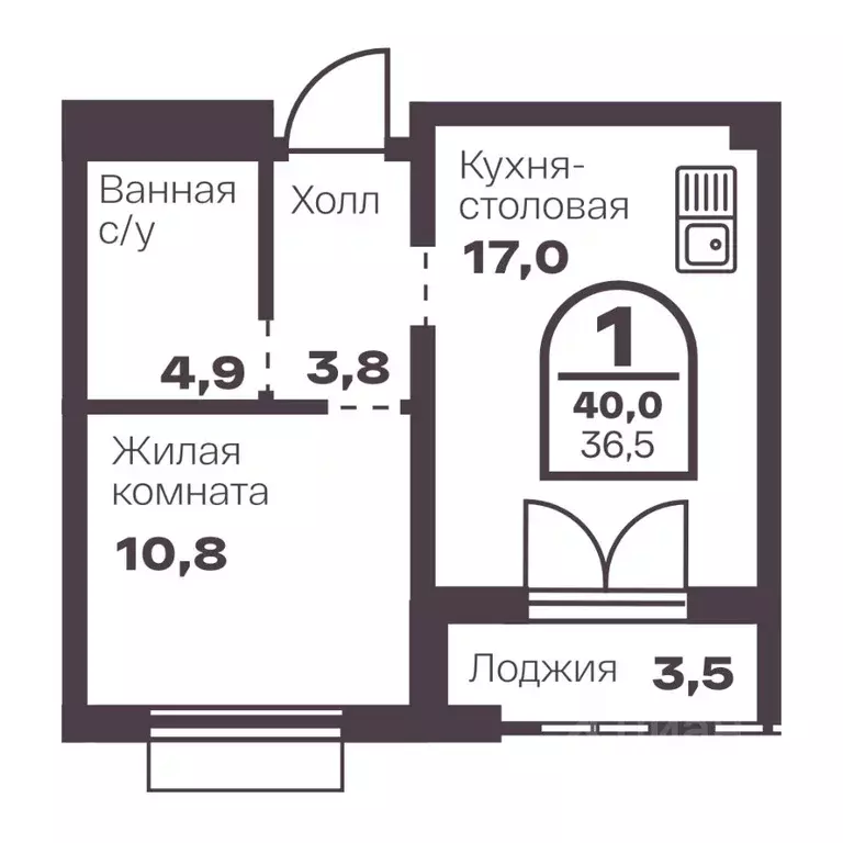 1-к кв. Челябинская область, Челябинск просп. Ленина, 19В (36.5 м) - Фото 1